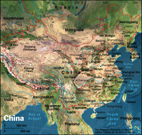 Colorful China physical geography